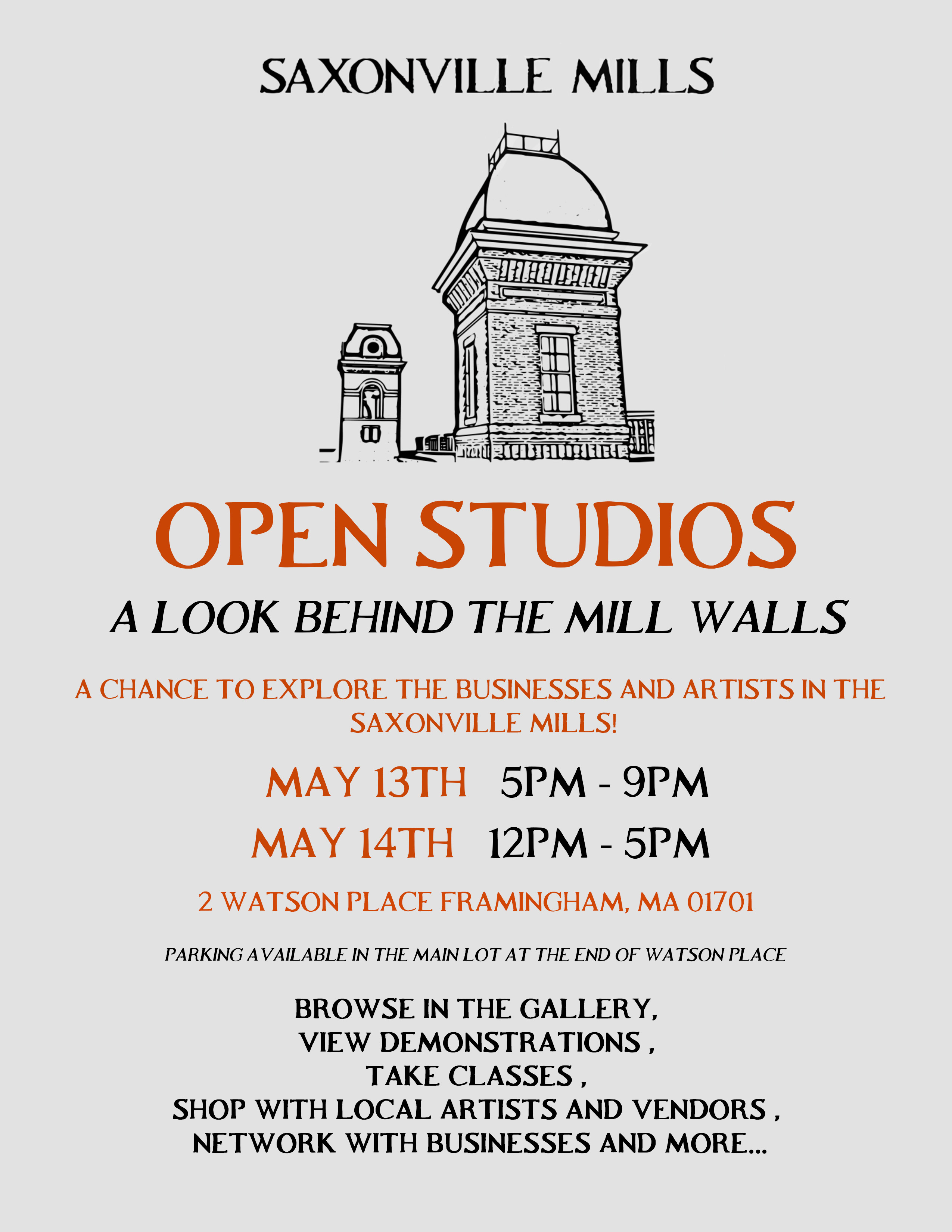 Saxonville Mills Open Studios Framingham Makerspace